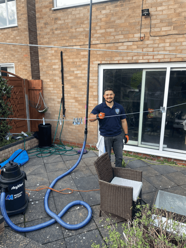 professional backyard cleaning setup 
